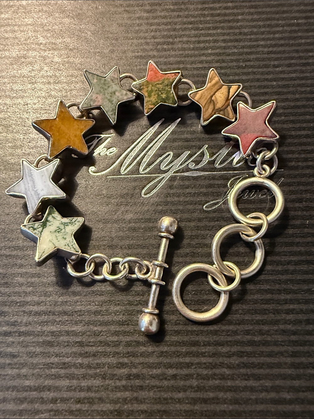CHARLES ALBERT Multicolor Star Stone Solid Sterling Bracelet Stamped